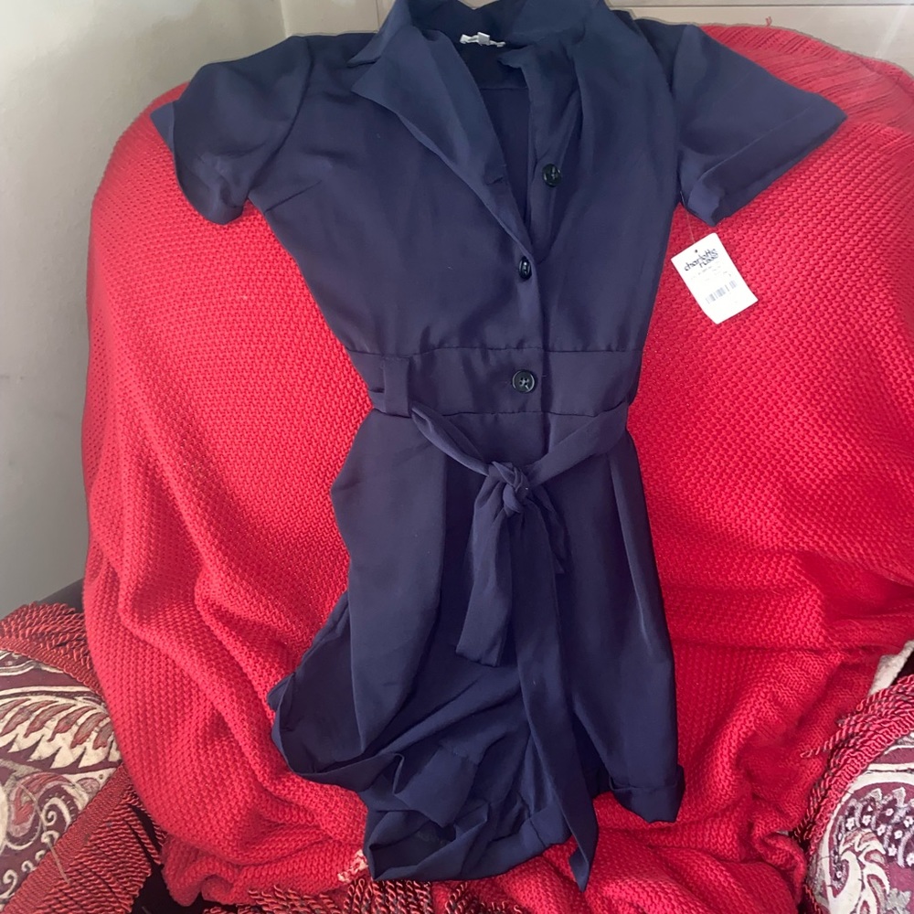 Charlotte Russe Romper: Color Navy Size Small NWT